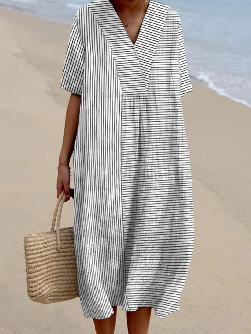 Women's SummerAbstract Pattern Art Print Cotton Dress