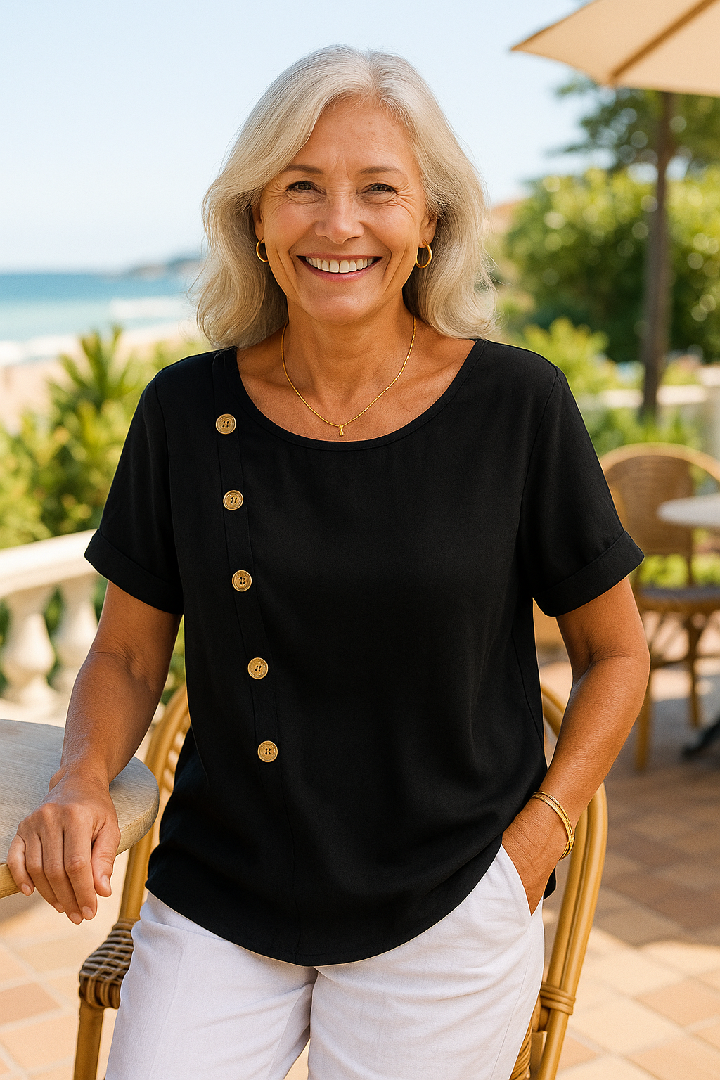 Lydia | Button Accent Blouse