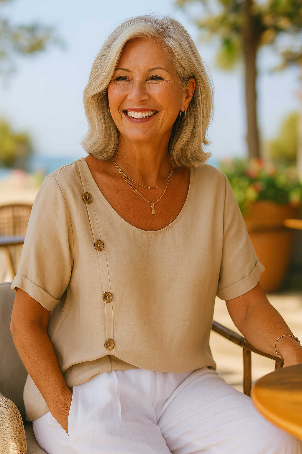 Lydia | Button Accent Blouse