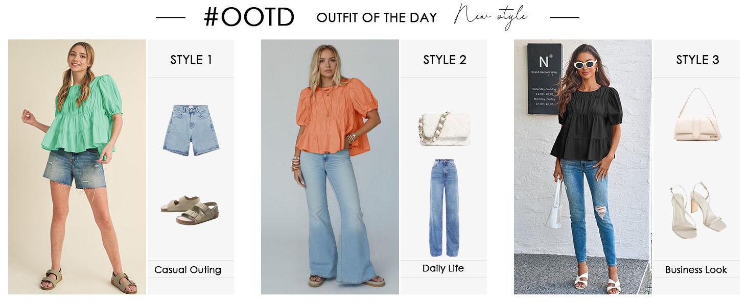 Tankaneo Womens Puff Sleeve Peplum Babydoll Tops Summer Smoked Pleated Cotton T-Shirts Casual Loose Fit Flowy Blouse Tankaneo Womens Puff Sleeve Peplum Babydoll Tops Summer Smoked Pleated Cotton T-Shirts Casual Loose Fit Flowy Blouse