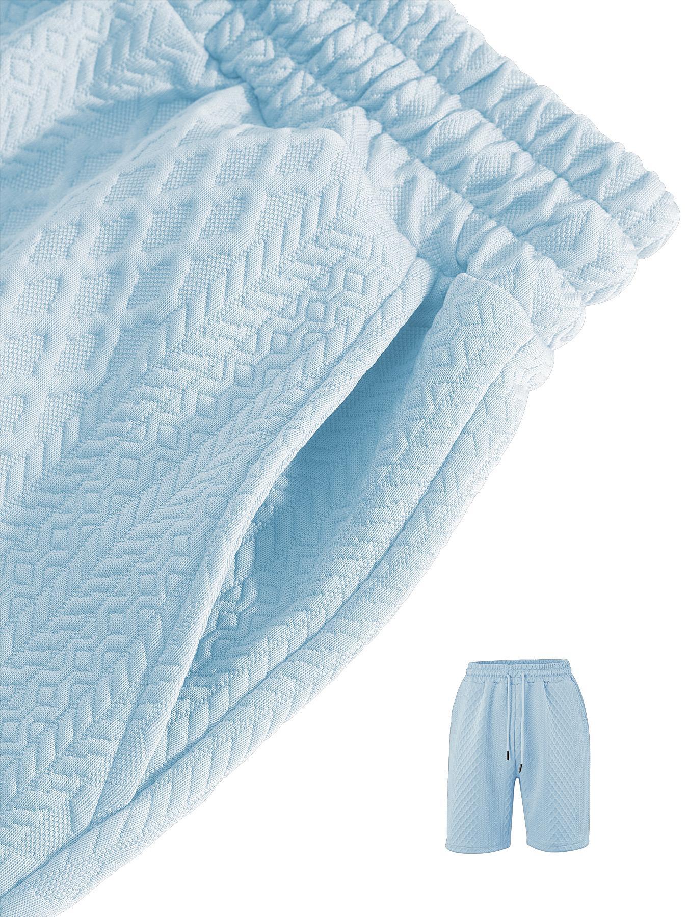 Men's Solid Polo Shirt & Drawstring Waist Shorts Set, Cozy Breathable Two-piece Outfits for Daily Outdoor Wear, Men Clothes for Summer.It is recommended to buy one size larger.