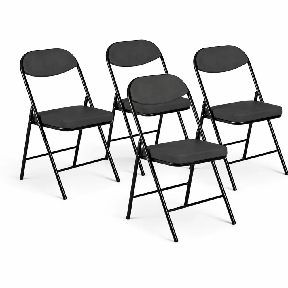Ensemble de 4 chaises pliantes confortables avec coussin épais