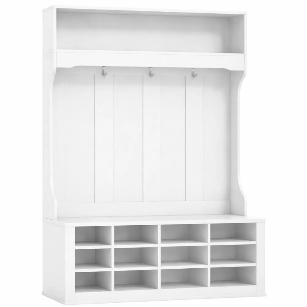 Meuble d'entrée multifonctionnel avec étagères et crochets