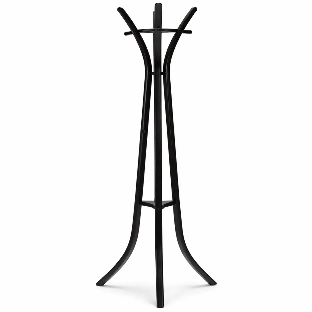 Porte-manteau et chapeaux sur pied en métal et bois noir élégant
