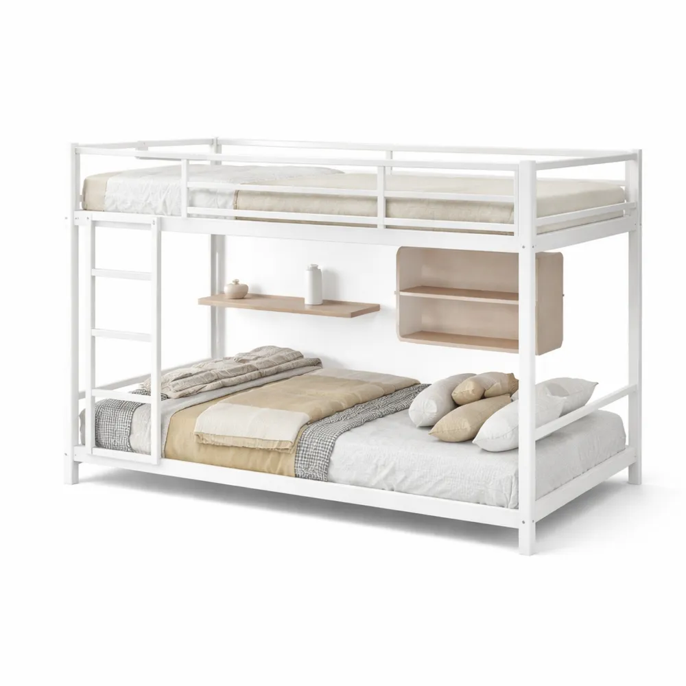 Lit superposé 90x190 cm avec barrières de sécurité pour enfants et adolescents-Birchvik