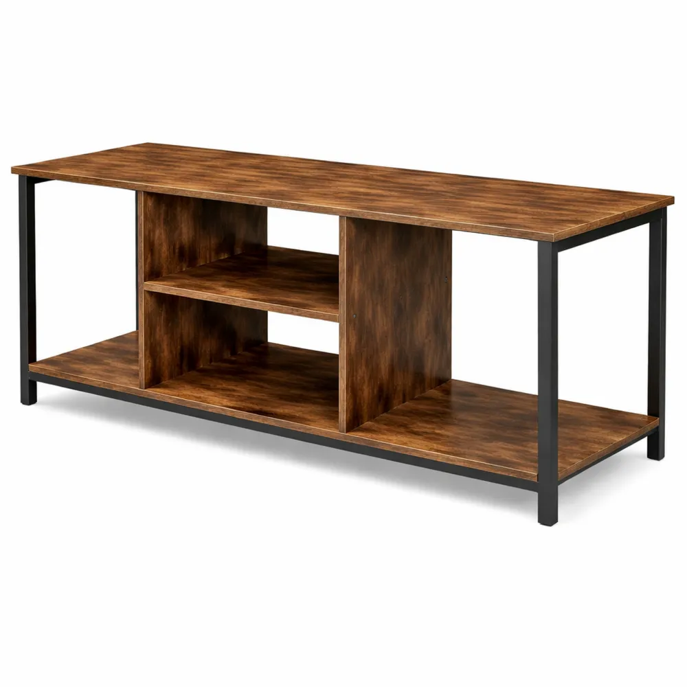 Meuble TV avec Étagères Ouvertes pour Écran jusqu'à 152 cm, Rustique-Cedarrik