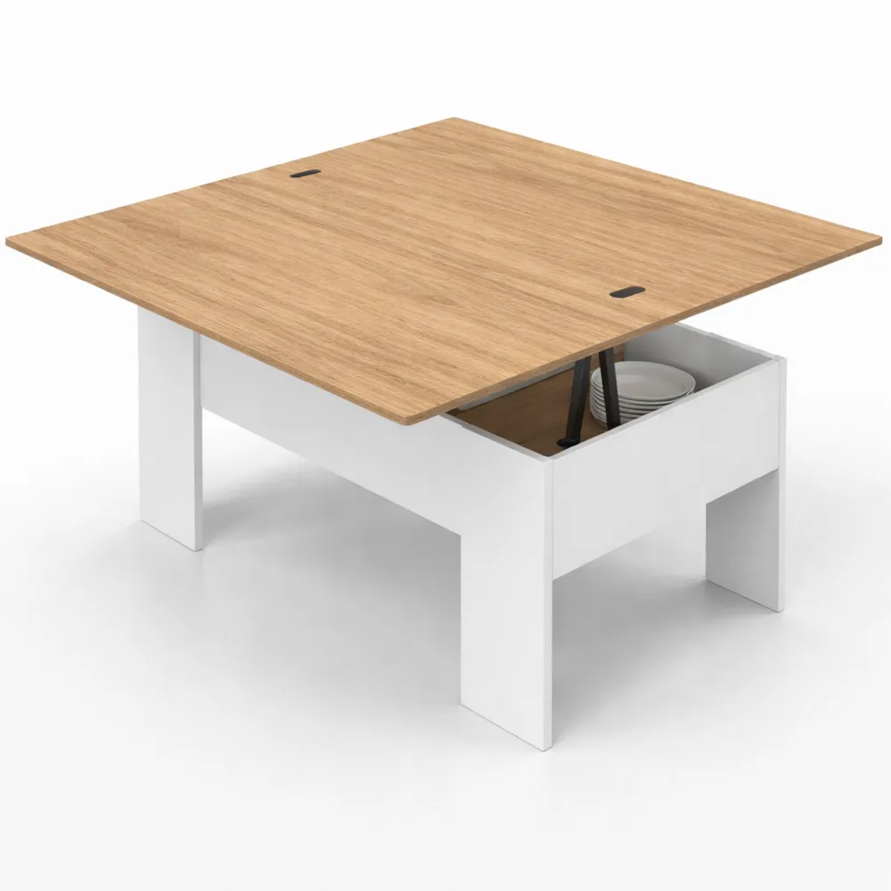 Table basse rectangulaire relevable bois blanc-Cedarrik