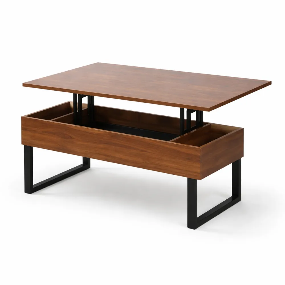 Table basse multifonctionnelle avec rangement caché en noyer-Cedarrik