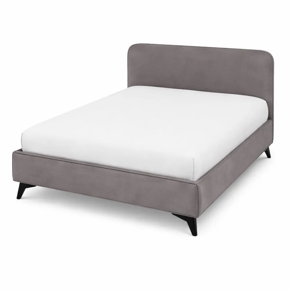 Lit Simple 90x190 cm en Tissu Moderne avec Sommier, Gris-Cedarrik