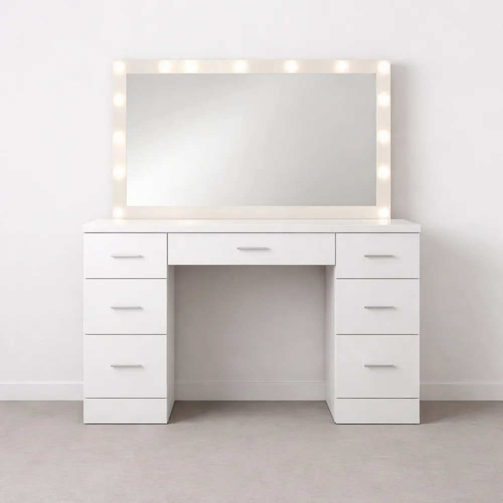 Table de maquillage avec miroir et éclairage LED réglable-Cedarrik
