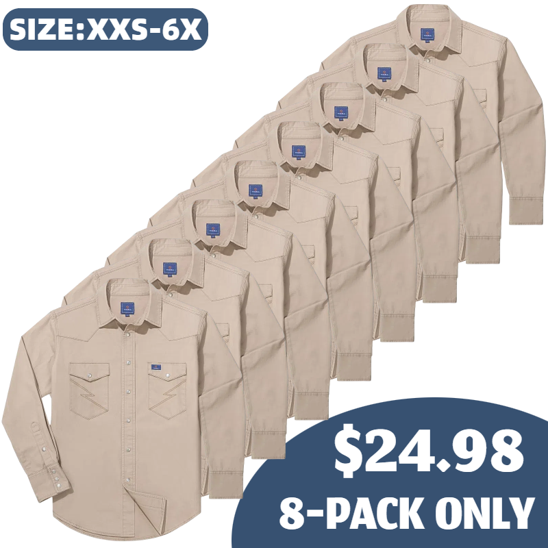 🔥HOT-SALE 🔥Men's Long Sleeve Stone-Washed and Pre-Washed Denim Work Shirt