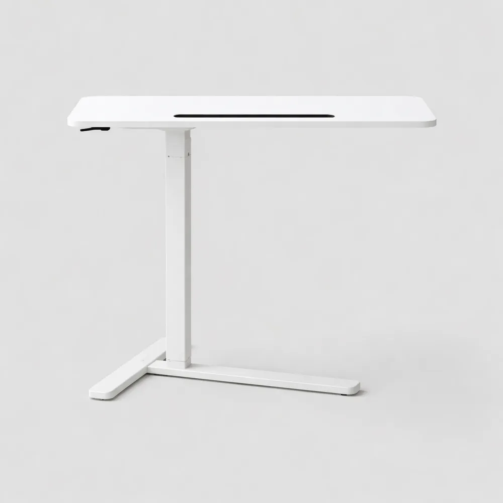 Table Mobile Réglable pour Travail Debout ou Assis, Surface de 70 x 40 cm avec Porte-gobelets et Fente pour Appareils