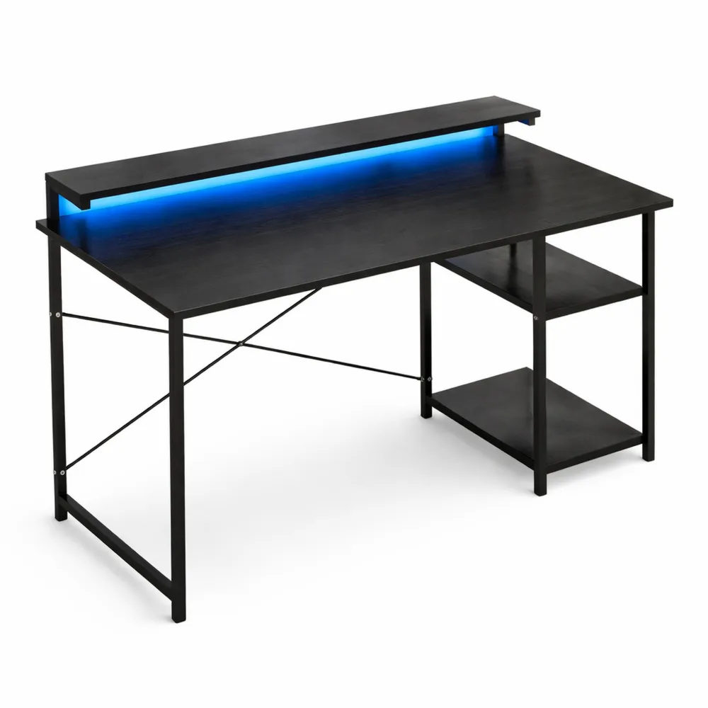 Table Informatique Polyvalente avec Étagères Réglables et Sac de Rangement, 100 x 48 cm, Noir