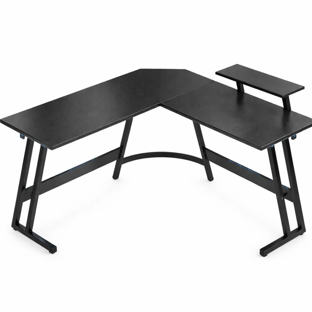 Table d'angle multifonctionnelle pour gaming et travail, noire