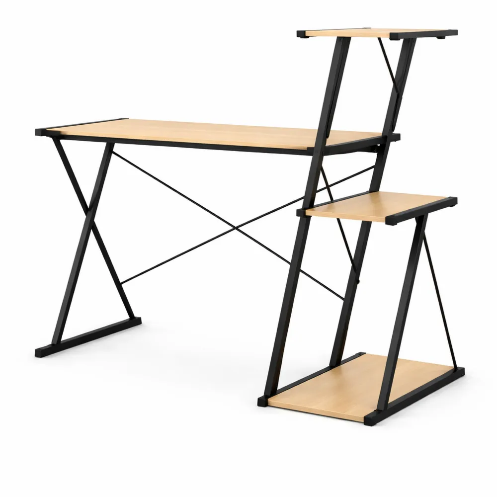 Bureau multifonction avec étagère, noir et chêne, 116x50x93 cm