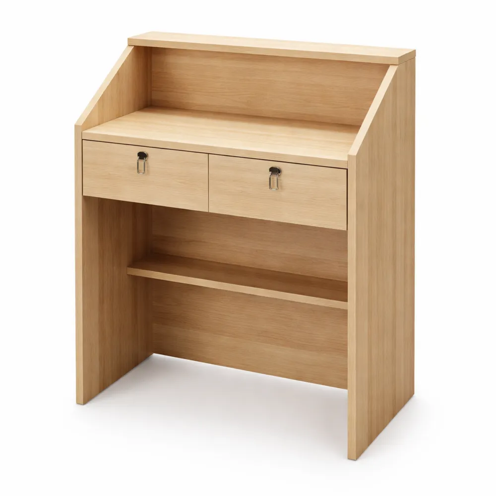 Comptoir de Réception Moderne avec Rangements Sécurisés, Bureau d'Accueil Polyvalent