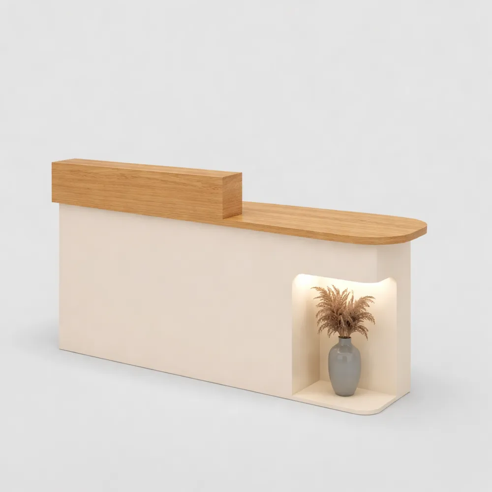 Comptoir de Réception Bois Moderne avec Éclairage Doux 80x50x105 cm