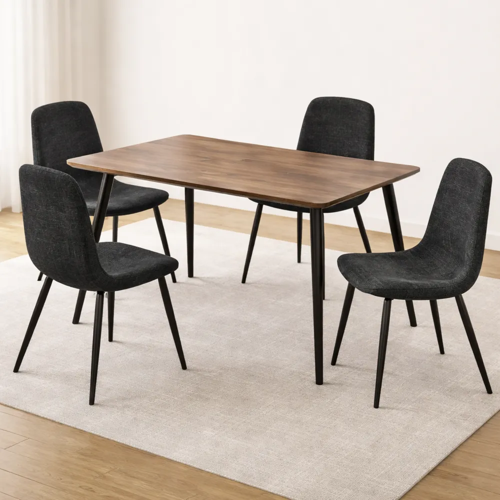 Lot de 4 chaises de salle à manger en tissu chenille gris