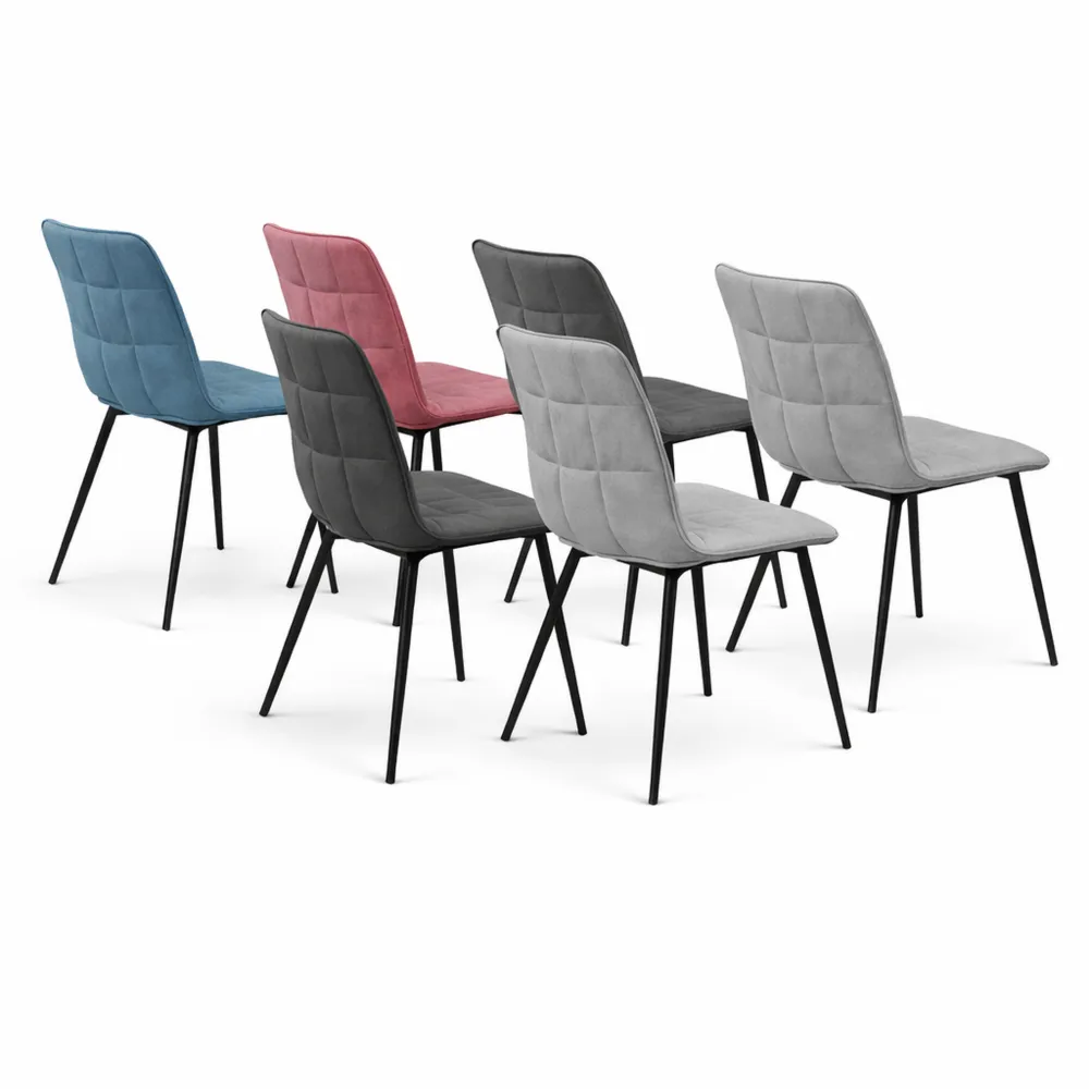 Lot de 6 chaises en velours mixte pastel