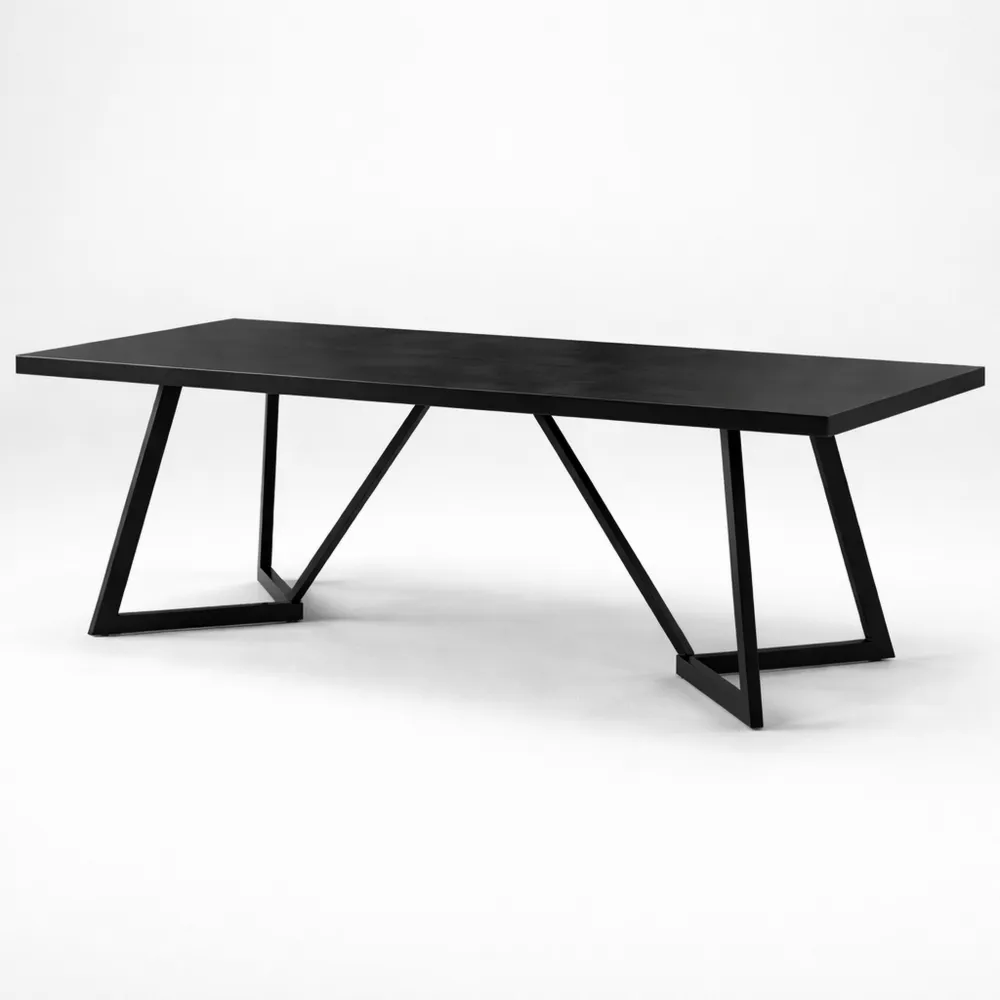 Table à manger rectangulaire 6 à 8 personnes en métal noir