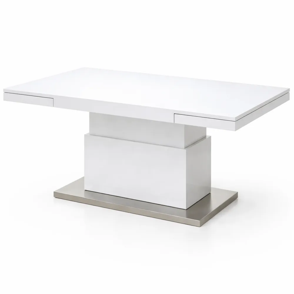 Table basse extensible et ajustable en hauteur - Blanc laqué