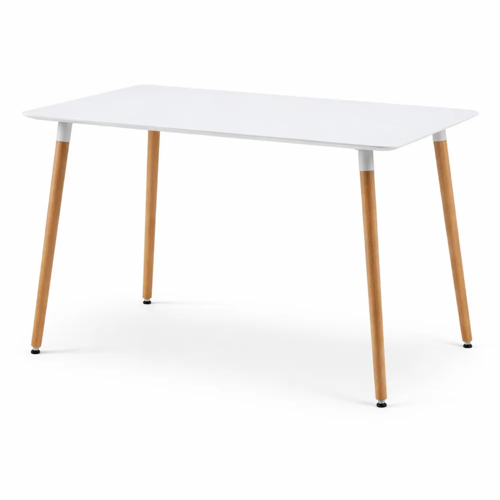 Table à Manger Rectangulaire Design Scandinave en Bois Blanc pour 4 à 6 Personnes