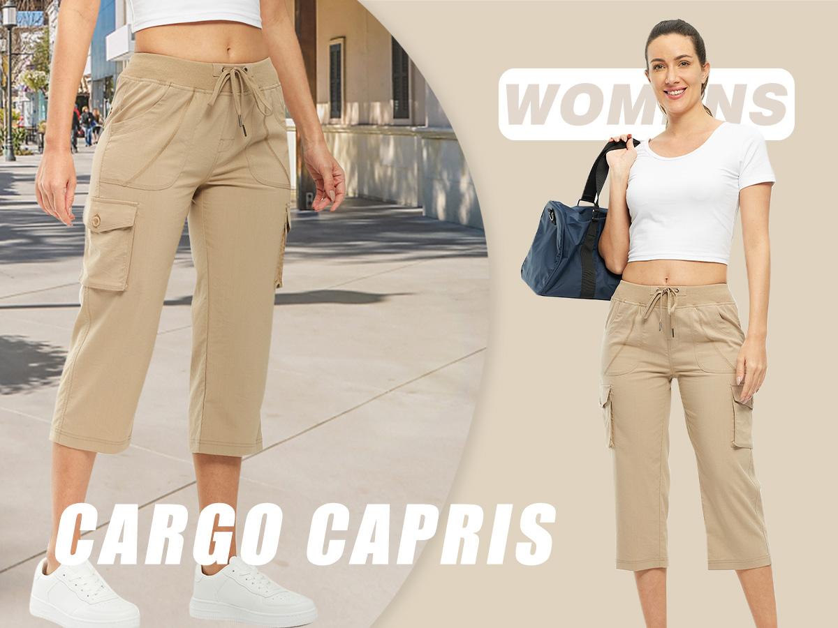 YSENTO Womens Lightweight Capris Hiking Pants 6 Pockets Quick Dry Cargo Outdoor Trip Loose Shorts COMFY  MOMS OVER 30 【Plus Size,S-XXXXL】 Workout Bottoms Athletic Outfit #SpringFresh