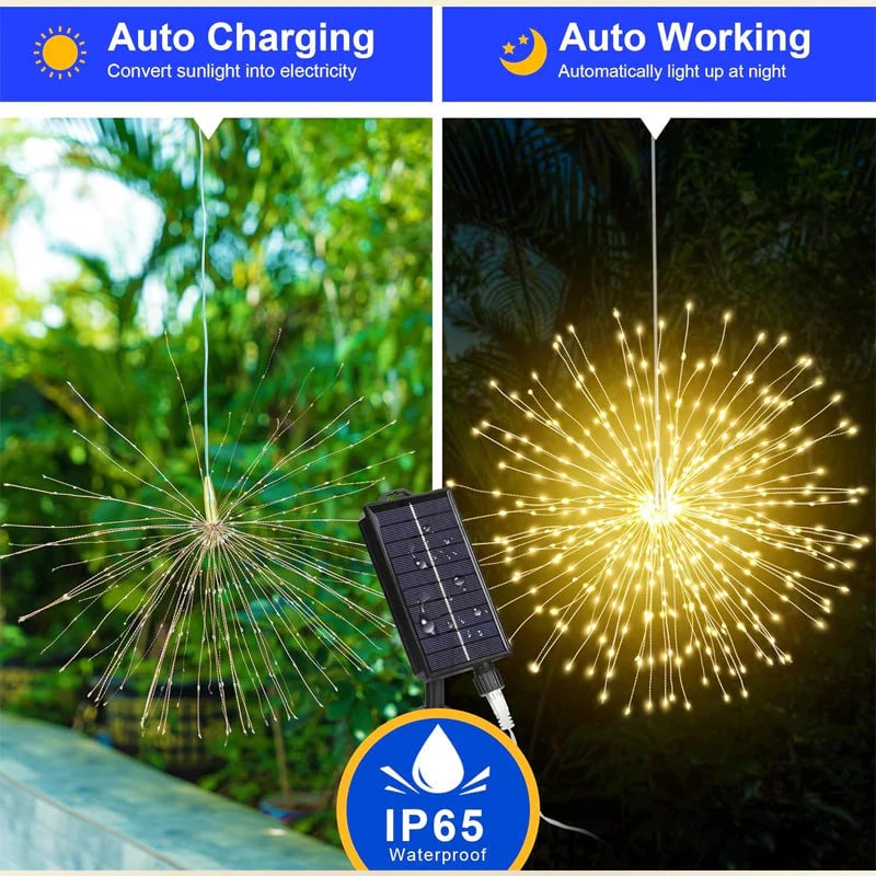 Solar Firework String Lights for Yard & Parties