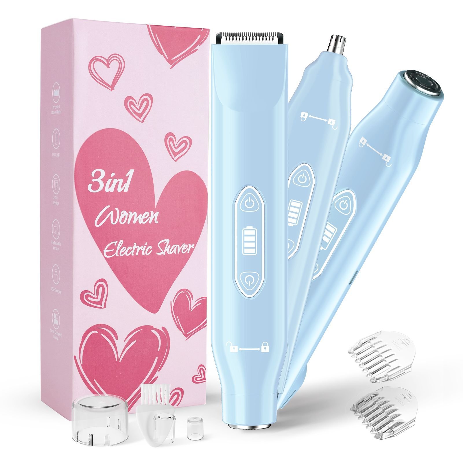 Electric Groin Hair Trimmer ,Nose Hair Trimmer, Dual Heads Waterproof Ball Pubic Shaver for Male and Female,Replaceable Stainless Steel Blades, Wet/Dry Body Razor,Husband Gift