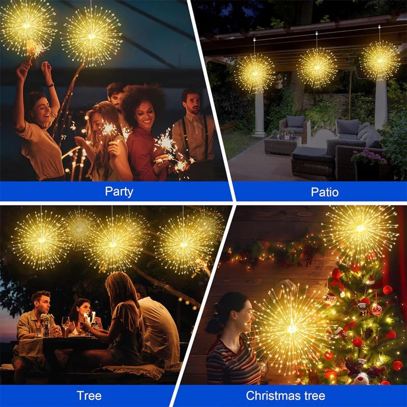 Solar Firework String Lights for Yard & Parties