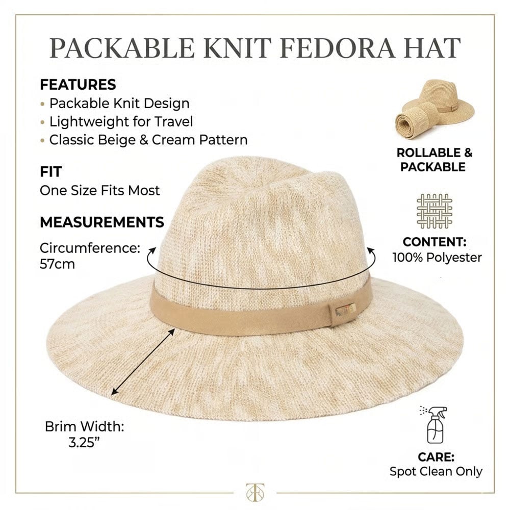 🔥2026 Spring Special Offer 50% OFF👒 Packable Fedora Hat 🏖️ Packable design—No suitcase space