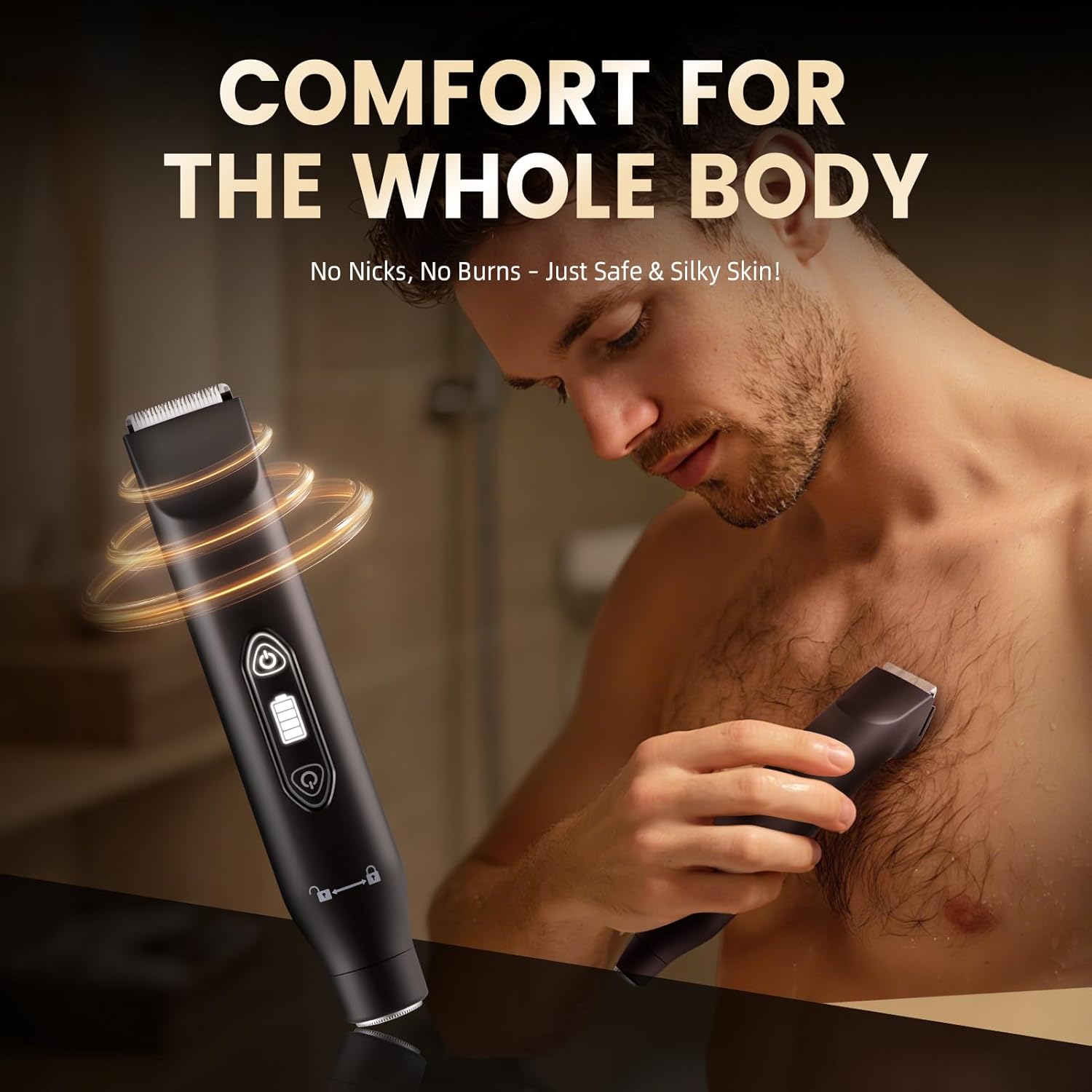 Electric Groin Hair Trimmer ,Nose Hair Trimmer, Dual Heads Waterproof Ball Pubic Shaver for Male and Female,Replaceable Stainless Steel Blades, Wet/Dry Body Razor,Husband Gift