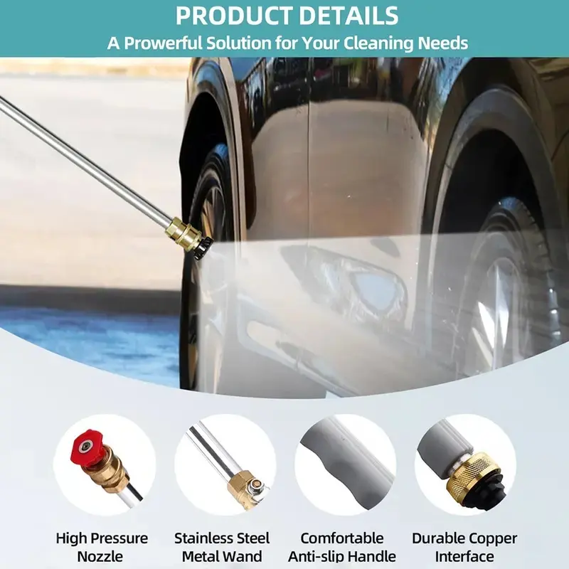 Jet Nozzle Power Washer for Garden Hose, Includes 2 High-Pressure Nozzles and Quick Connectors | Hydro Jet High Pressure Washer Tools for Car Wash, Patio, Driveway & Outdoor Cleaning