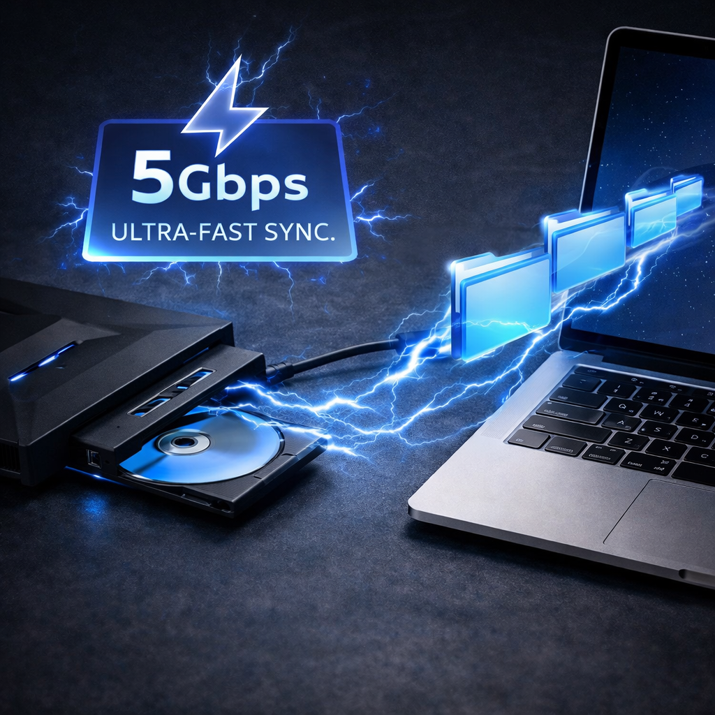 External USB DVD Drive with USB Hub & Card Reader