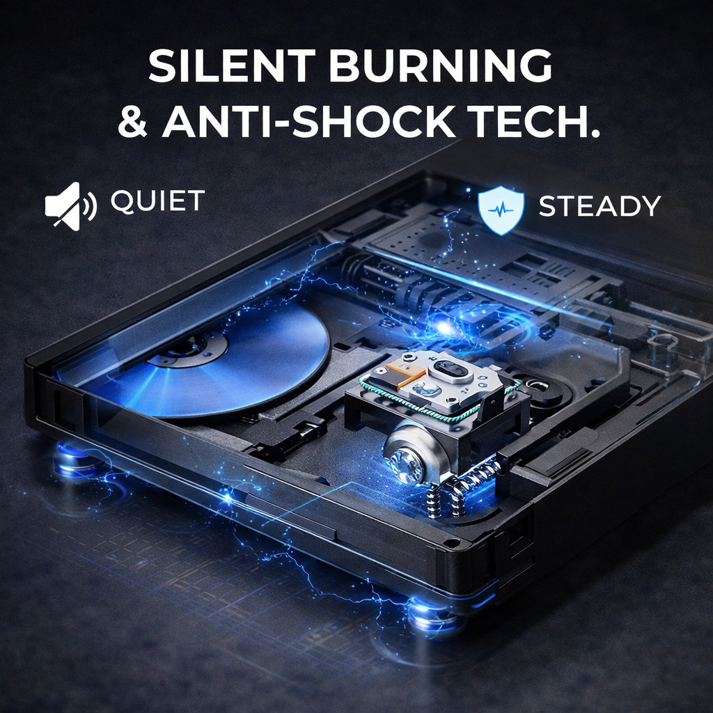 External USB DVD Drive with USB Hub & Card Reader