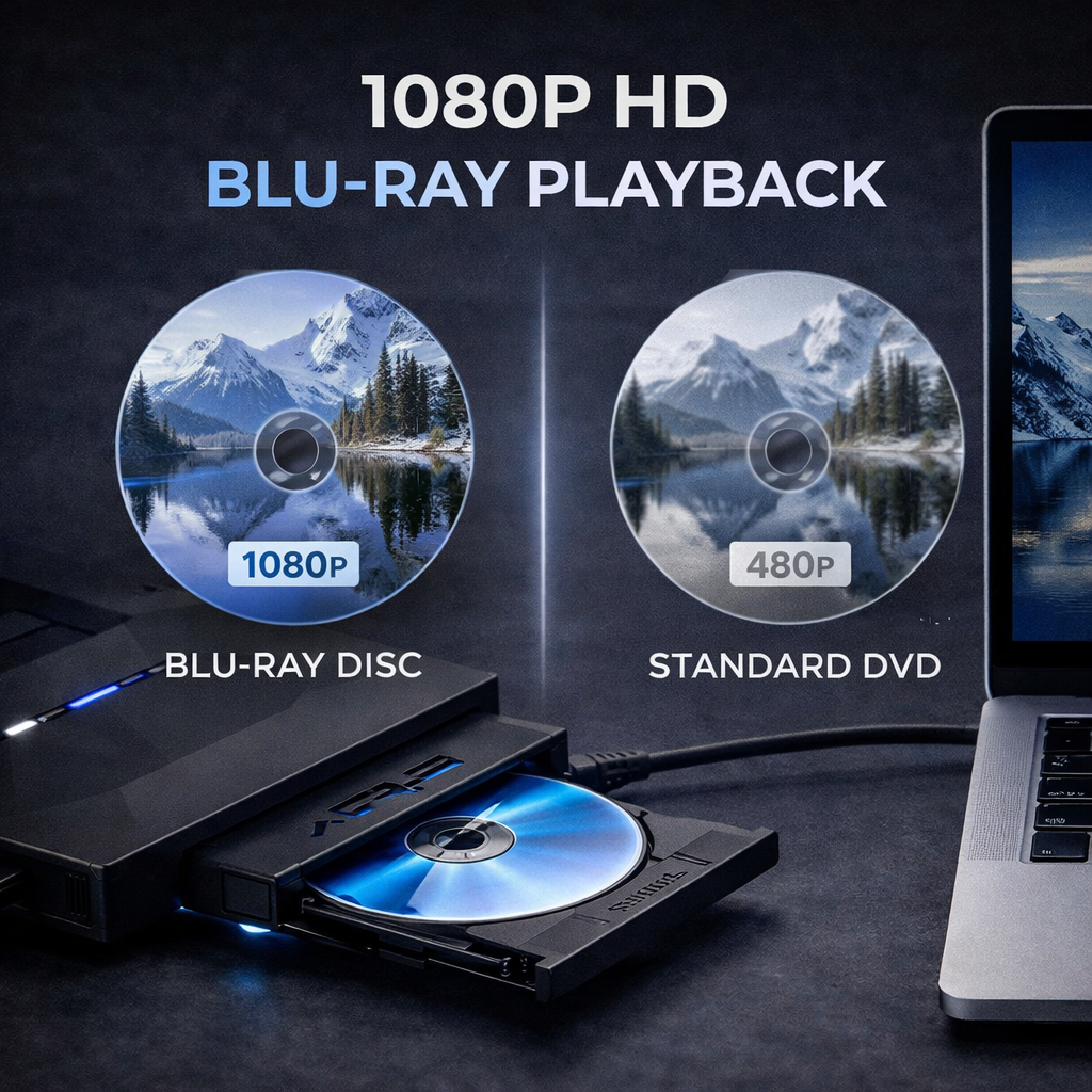 External USB DVD Drive with USB Hub & Card Reader