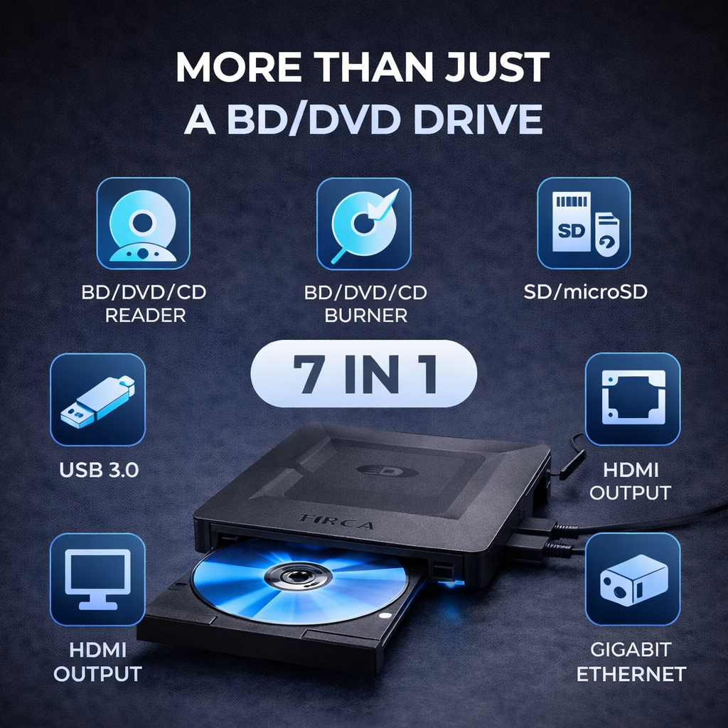 External USB DVD Drive with USB Hub & Card Reader