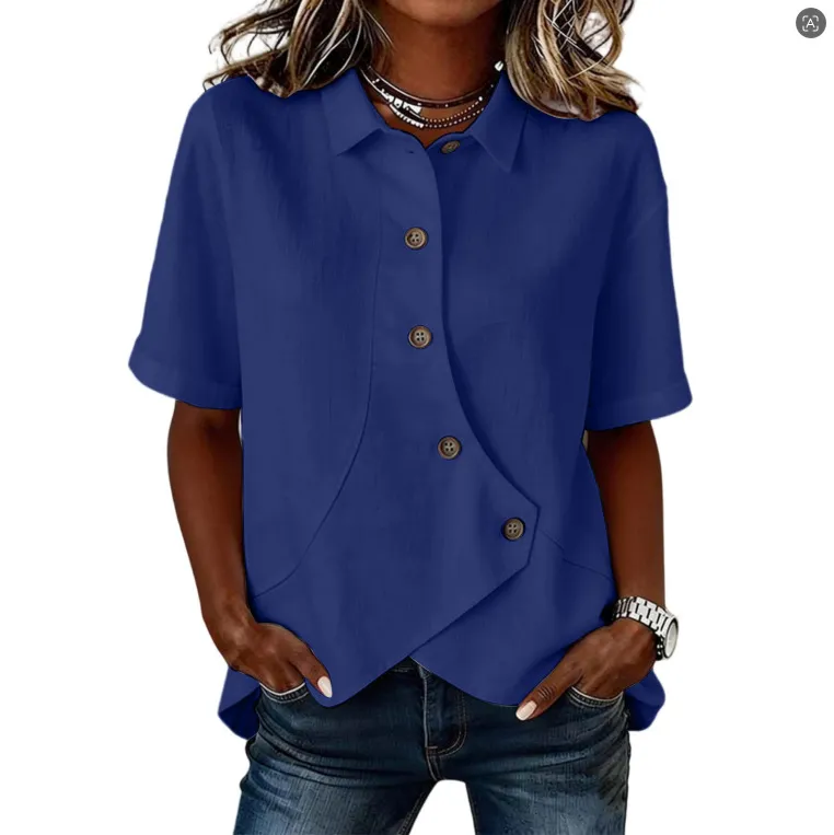 Women'S Casual Solid Color Irregular Shirt