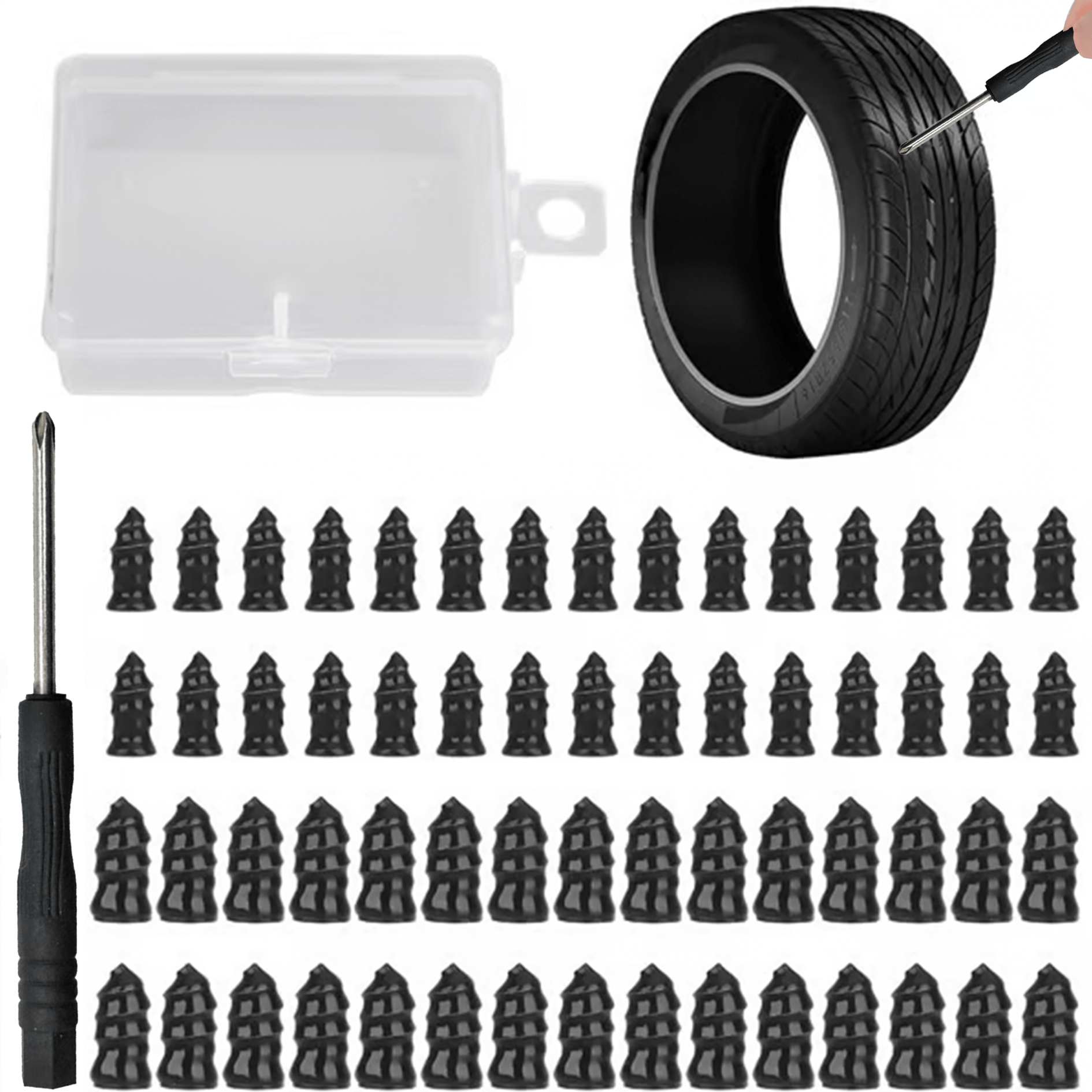 🔩60PCS Tire Repair Rubber Nails Kit with 2 Sizes