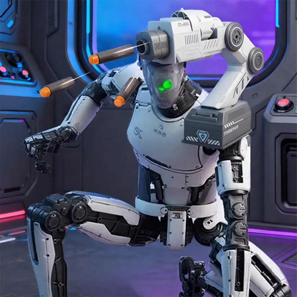 Smart Tracking Mechanical Arm Foam Blaster, Wearable Shoulder Mount, Dual Control