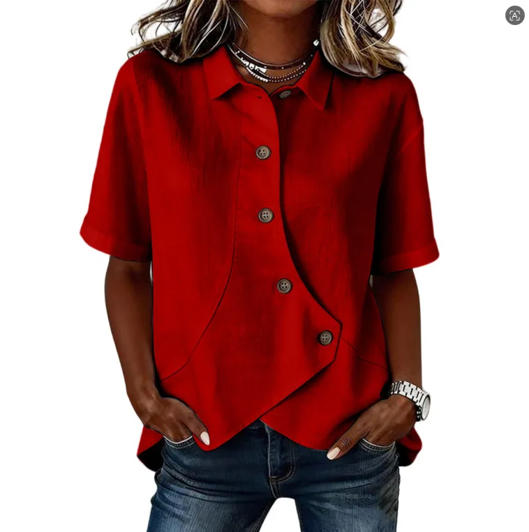 Women'S Casual Solid Color Irregular Shirt