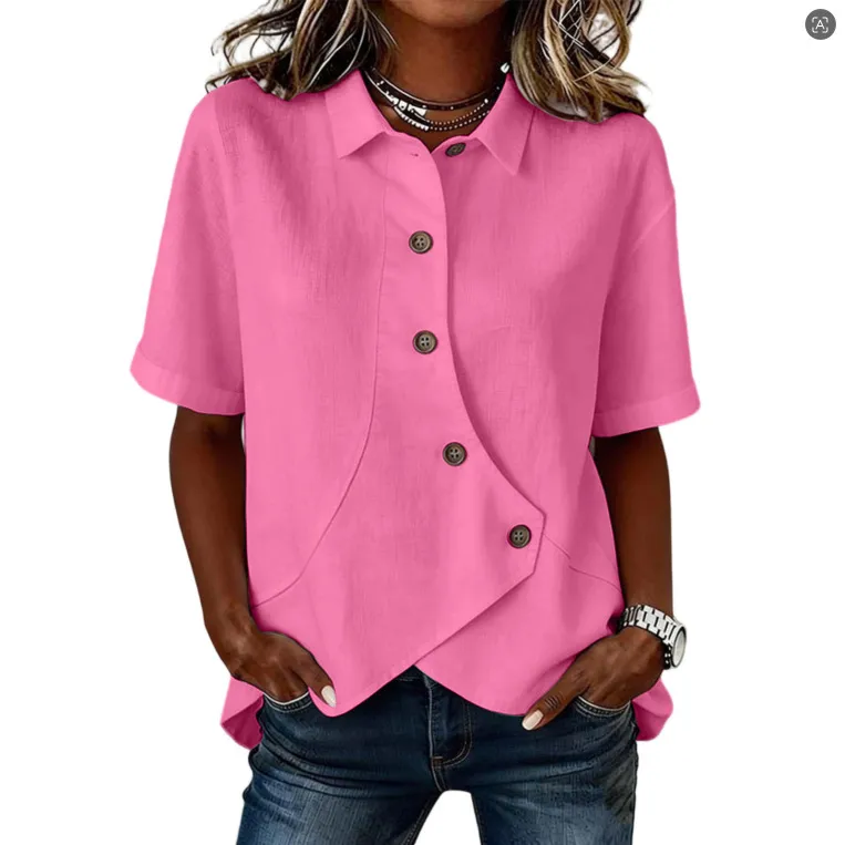 Women'S Casual Solid Color Irregular Shirt