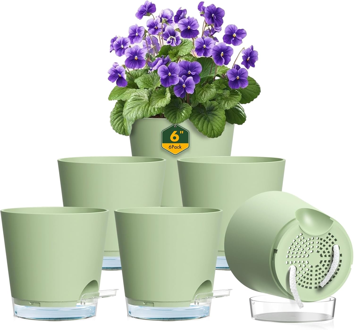 6 inch Self Watering Pots for Indoor Outdoor Plants