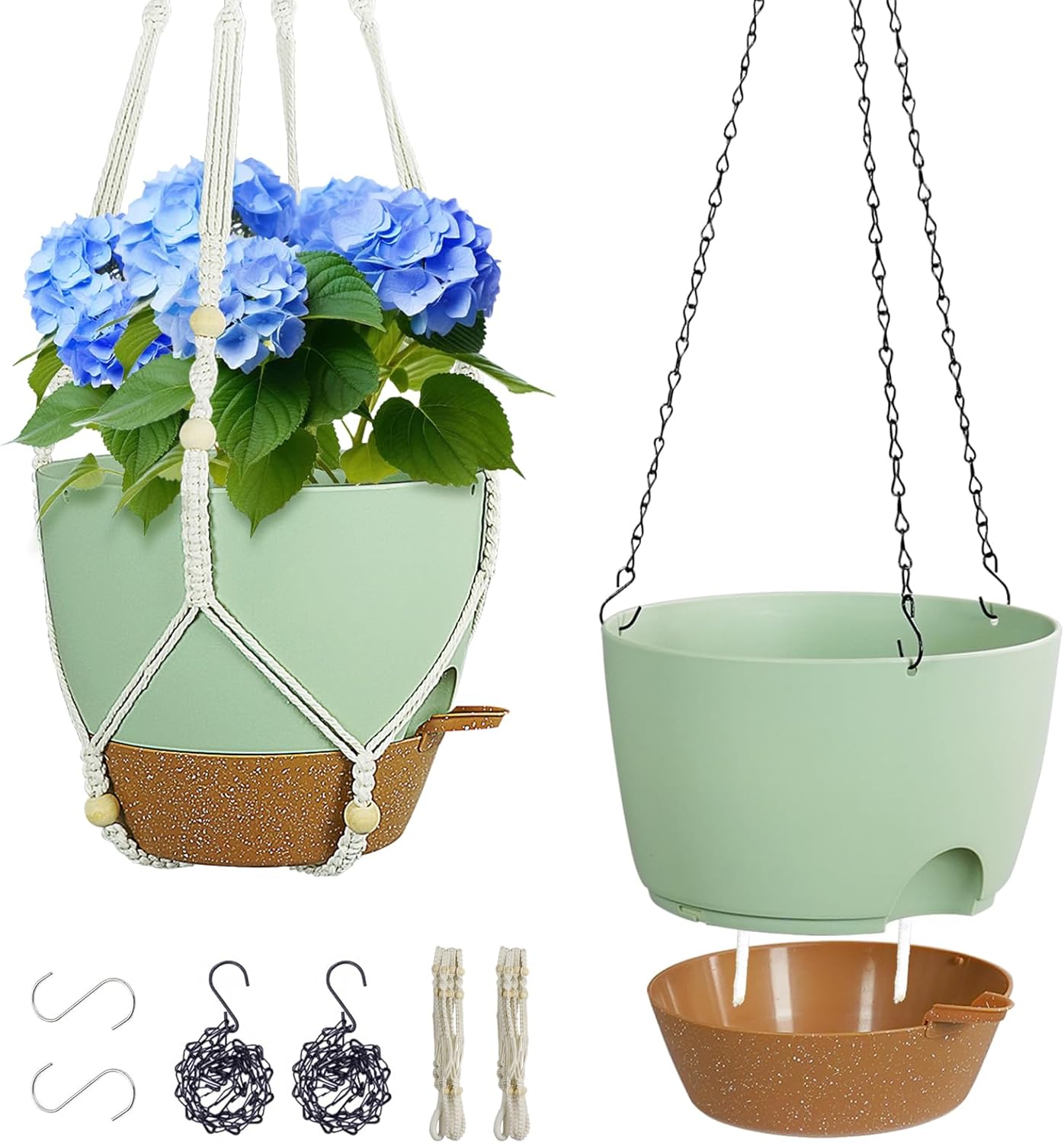 10 inch Self Watering Hanging Planters, 2 Pack Hanging Flower Pots for Indoor Outdoor Plants