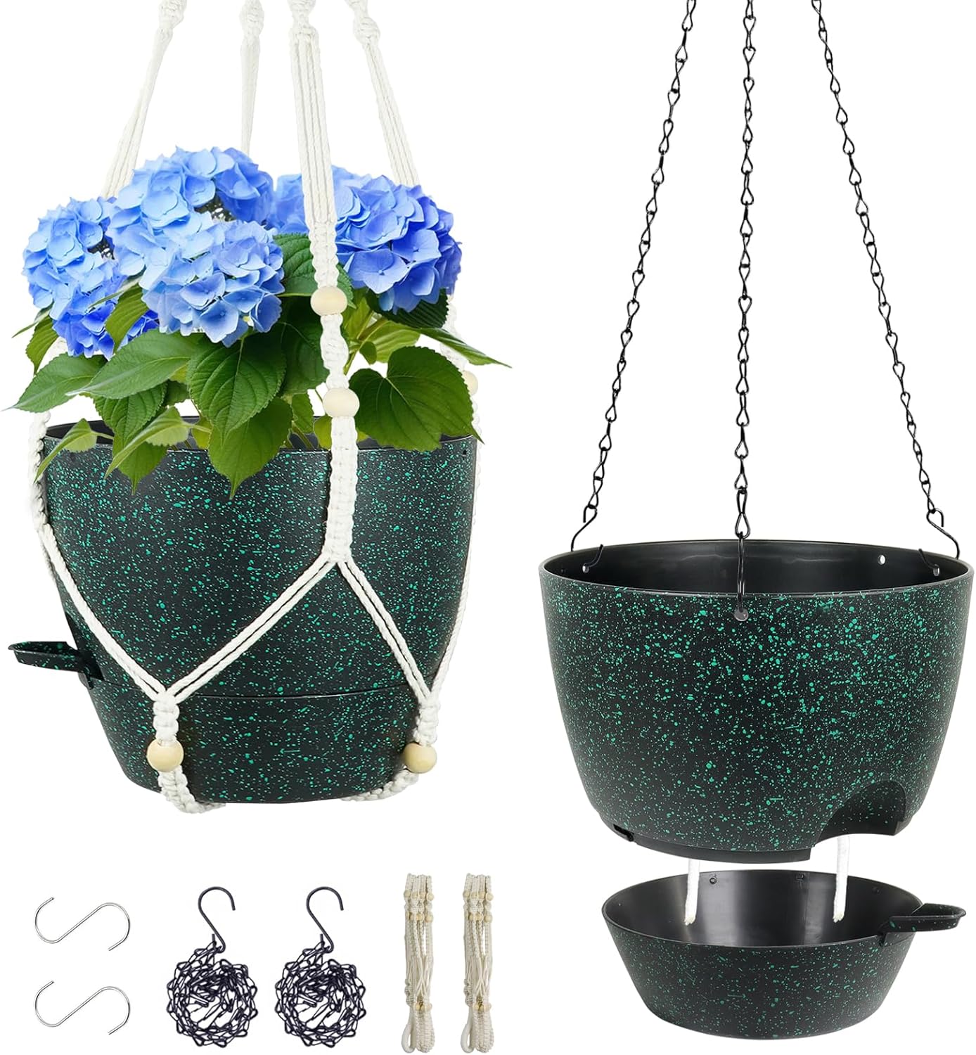 10 inch Self Watering Hanging Planters, 2 Pack Hanging Flower Pots for Indoor Outdoor Plants
