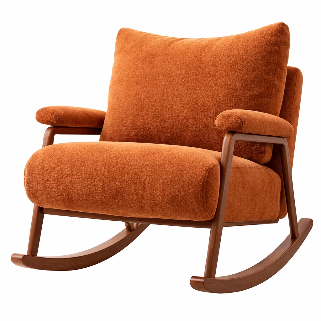 Schaukelstuhl mit Holzrahmen Orange