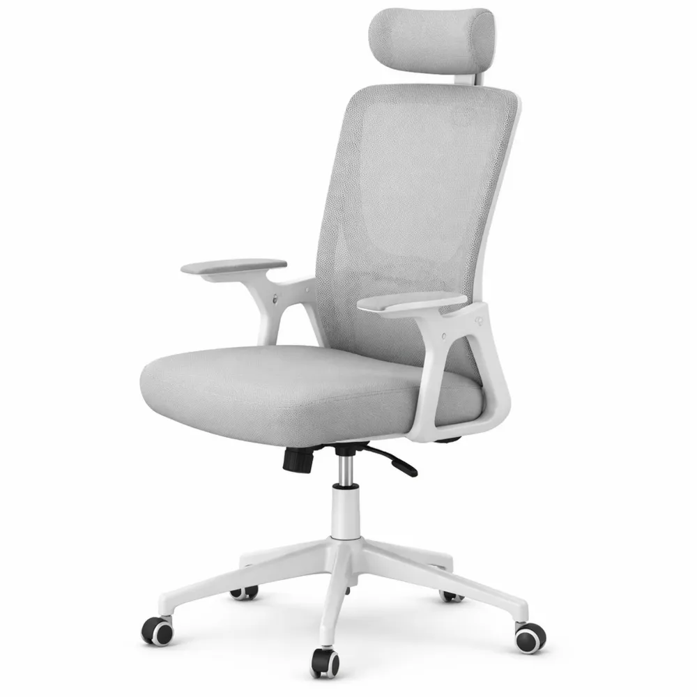 Chaise de bureau ergonomique avec accoudoirs pliables et soutien lombaire