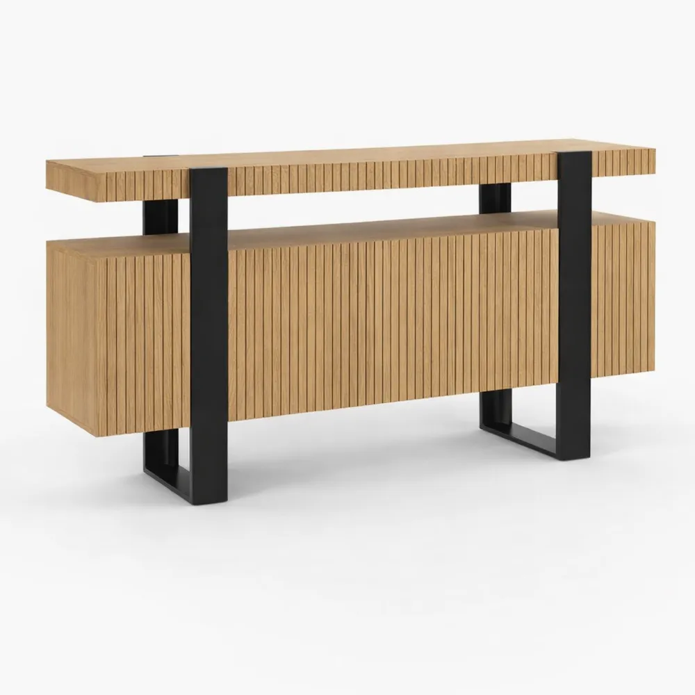 Buffet en Bois 4 Portes 140 cm avec Lattes