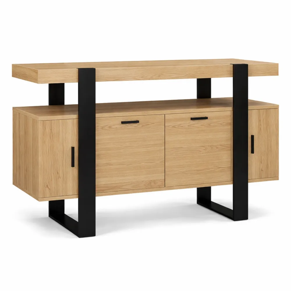 Buffet contemporain avec 4 portes en bois et noir