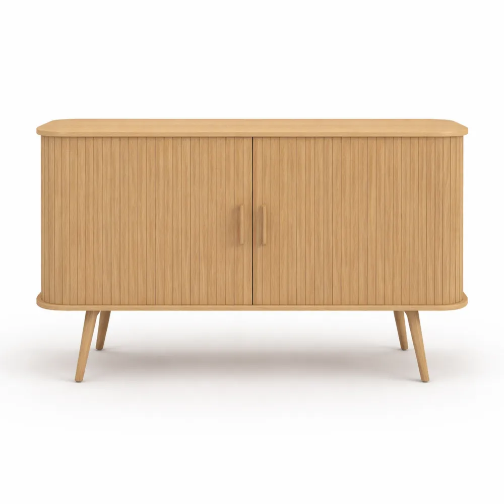 Buffet 140 cm avec portes coulissantes en bois de chêne